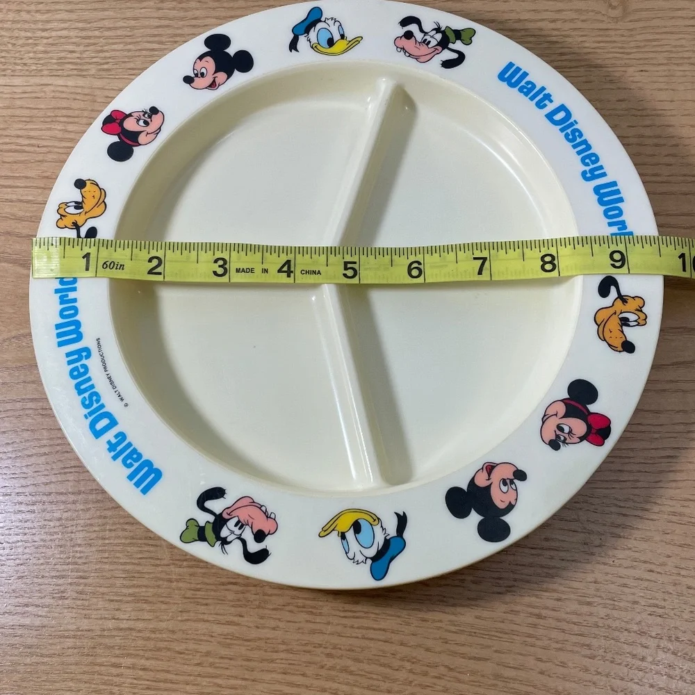 Vtg Walt Disney World Divided Plates Deka Mickey Goofy Donald Pluto Melamine